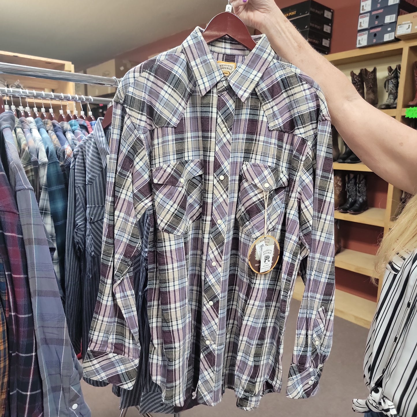 Men L/S Resistol-M-Rust/stripes : M