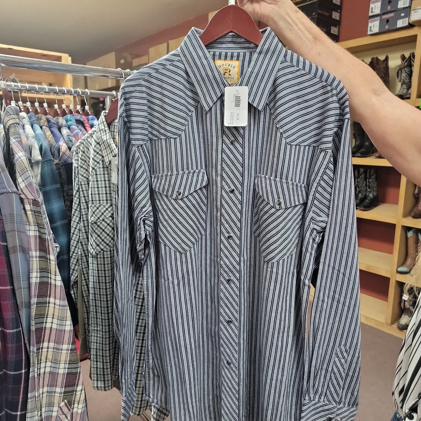 Men L/S Resistol-M-Rust/stripes : M