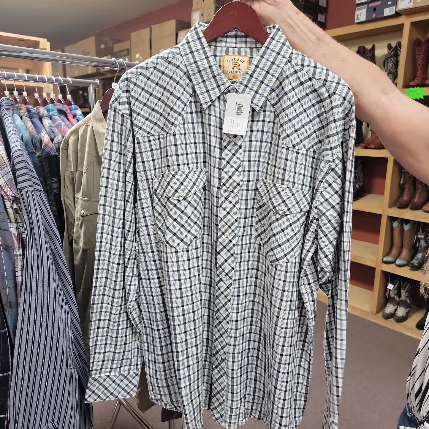 Men L/S Resistol-M-Rust/stripes : M