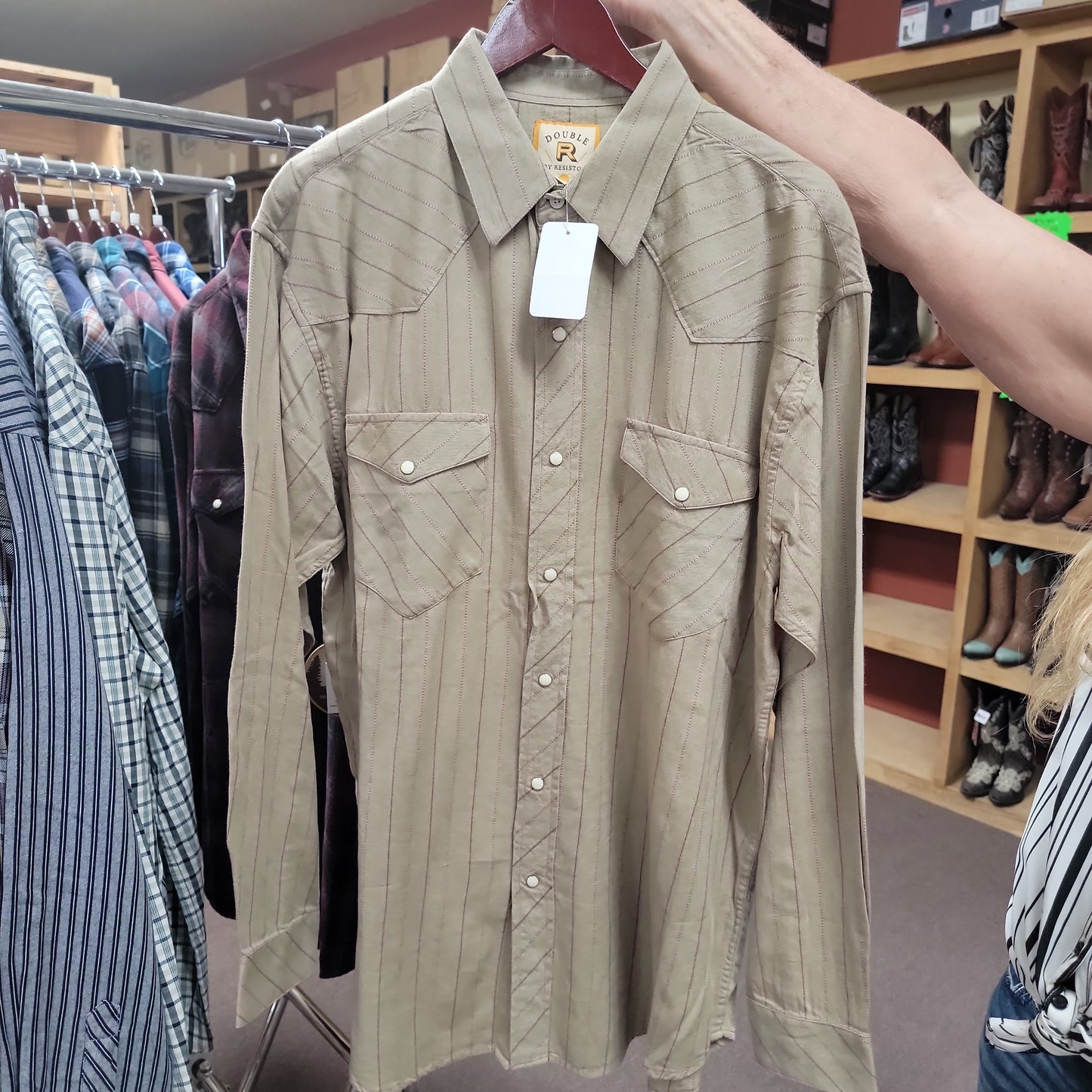 Men L/S Resistol-M-Rust/stripes : M