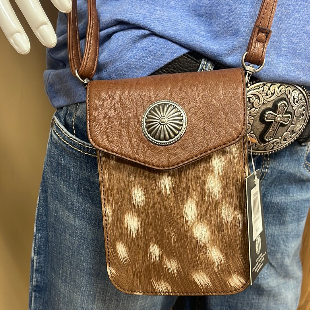 Crossbody Purse Deer Print-Brown