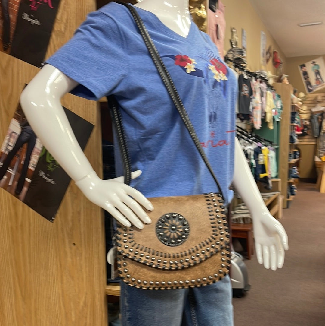 Purse Leather Stitched C-Carry-Brown