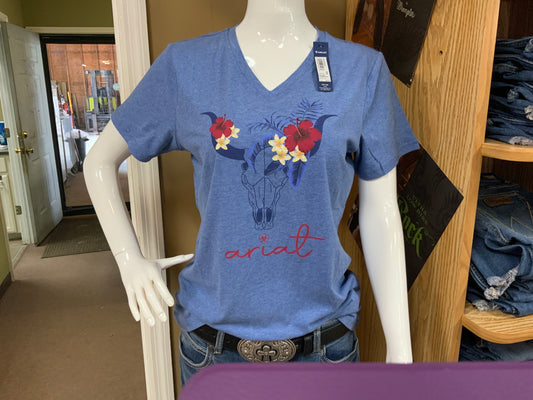 WOMENS STEERHEAD TEE-BLUE : S