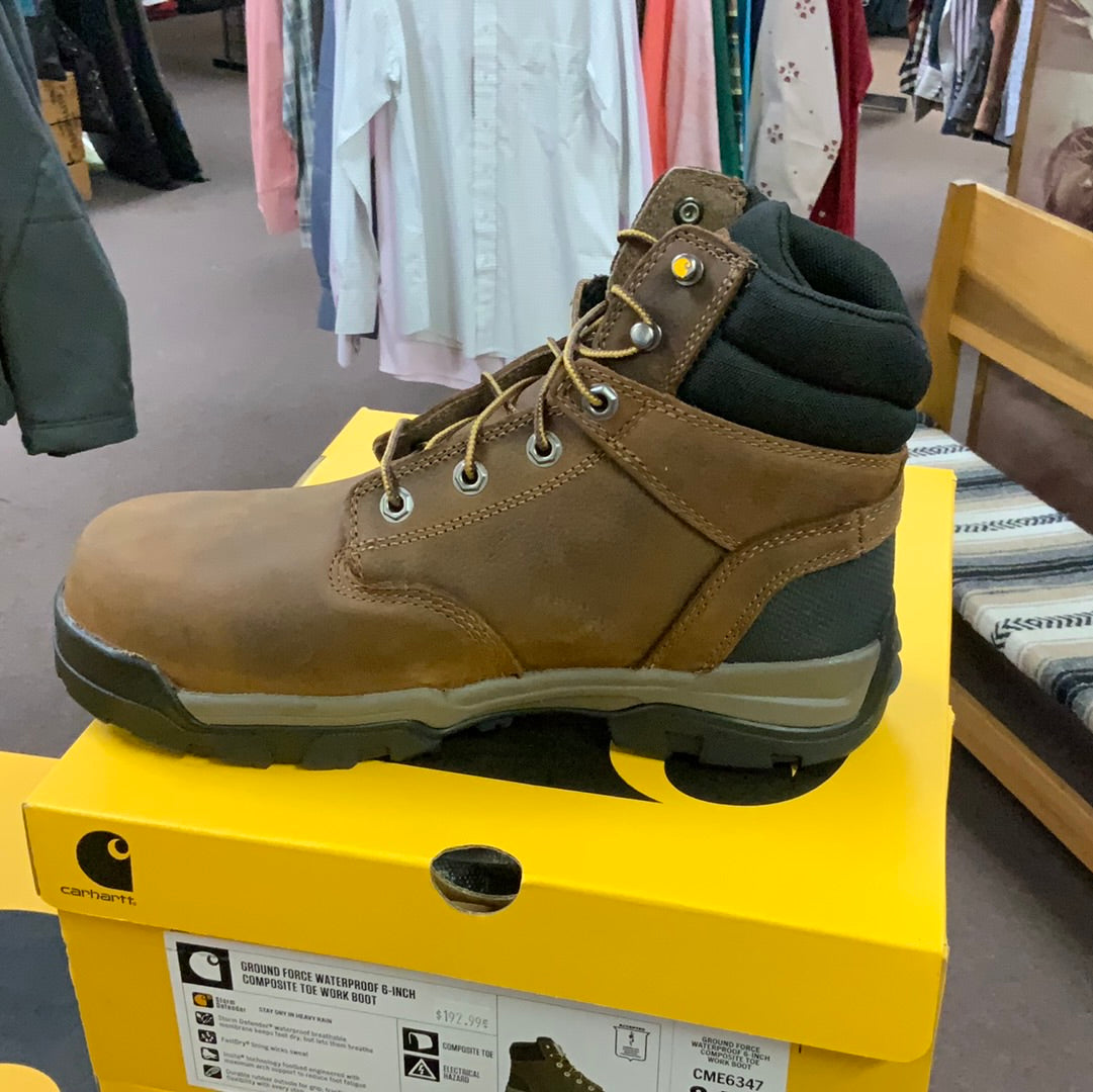 MENS CARHARTT WTRPRF WORK BOOT-BROWN : Composite Toe CME6347